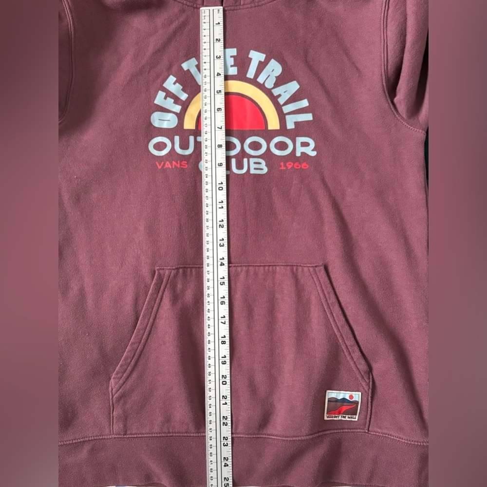 Vans Outdoor Club Hoodie 🌄 Retro Trail Graphic – Size S – Maroon & Mint - Picture 7 of 10
